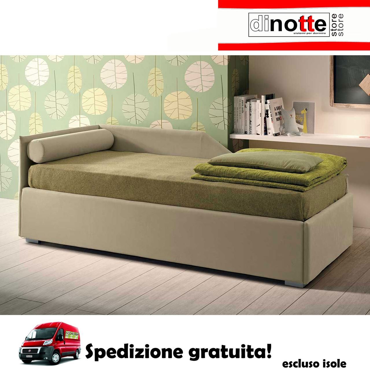 Di Notte Store. DIVANO LETTO IMBOTTITO SANDY DORMEUSE CONTENITORE O CON  RETE ESTRAIBILE O SENZA RETE 80