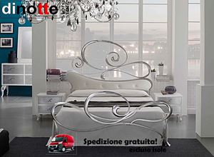 Immagine di LETTO FERRO ATHENA FOGLIA ARGENTO FOGLIA ORO BIANCO PERLA