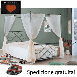 Immagine di Letto In Ferro Battuto Matrimoniale A Baldacchino Ales SOSPIRO 2 Colori A Scelta