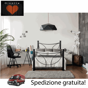 Immagine di Letto In Ferro Battuto Una Piazza E Mezza Ales TULIPANO Nero Grafite