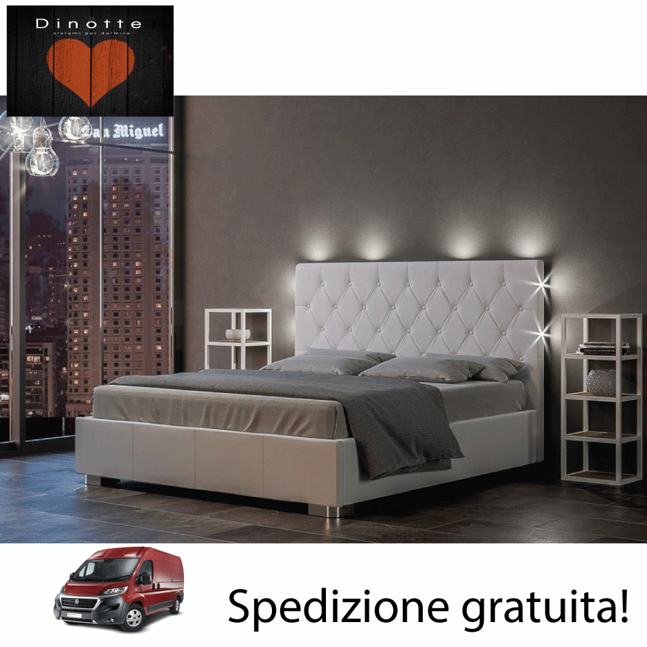 Letto Matrimoniale Con Testiera Sospesa Con Inserto E Luci Led Modello  Scuderia - Mobil Discount