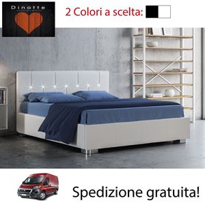 Immagine di Letto Contenitore Matrimoniale LED SASHA Ecopelle 2 Colori A Scelta