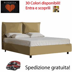 Immagine di Letto Imbottito In Ecopelle Contenitore Matrimoniale NADIA Colori A Scelta