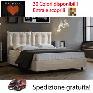 Immagine di Letto Imbottito In Ecopelle Contenitore Matrimoniale LISA Colori A Scelta