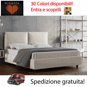 Immagine di Letto Imbottito In Ecopelle Contenitore Matrimoniale ALEA Colori A Scelta