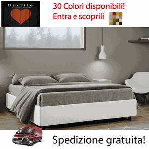 Immagine di Letto Imbottito In Ecopelle Contenitore Matrimoniale ESTATE Colori A Scelta