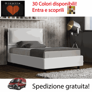 Immagine di Letto Imbottito In Ecopelle Contenitore Matrimoniale MERAVIGLIA Colori A Scelta