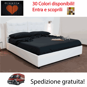 Immagine di Letto Imbottito In Ecopelle Contenitore Una Piazza E Mezza LISA Colori A Scelta
