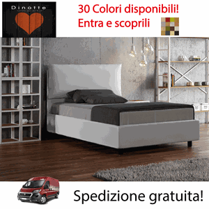 Immagine di Letto Imbottito In Ecopelle Contenitore Una Piazza E Mezza GIOIA Colori A Scelta