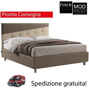 Immagine di Letto Matrimoniale Imbottito Contenitore In Ecopelle BRENDA Pronta Consegna
