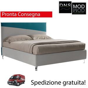 Immagine di Letto Matrimoniale Imbottito Contenitore In Tessuto BRENDA Pronta Consegna
