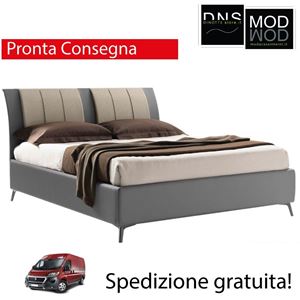 Immagine di Letto Matrimoniale Imbottito Contenitore In Ecopelle CAROLINA Pronta Consegna