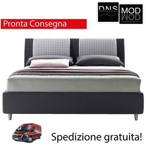 Immagine di Letto Matrimoniale Imbottito Contenitore In Tessuto CAROLINA Pronta Consegna