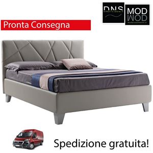 Immagine di Letto Matrimoniale Imbottito Contenitore In Ecopelle CHIARA Pronta Consegna