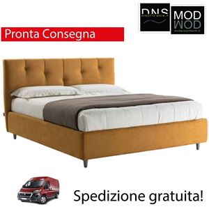 Immagine di Letto Matrimoniale Imbottito Contenitore In Tessuto ENRICA Pronta Consegna