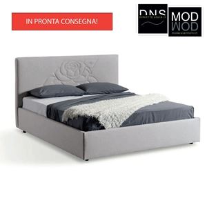 Immagine di Letto Matrimoniale Stilfar DolceInterni Imbottito Contenitore ROSA In Tessuto Pronta Consegna