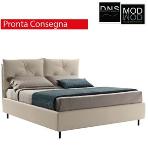 Immagine di Letto Matrimoniale Imbottito Contenitore FRANCESCA CON BOTTONI In Ecopelle MADRYT Pronta Consegna