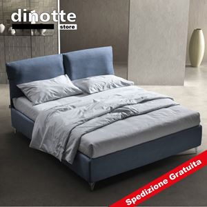 Immagine di Letto Matrimoniale Imbottito Contenitore In Tessuto GRAZIA Pronta Consegna