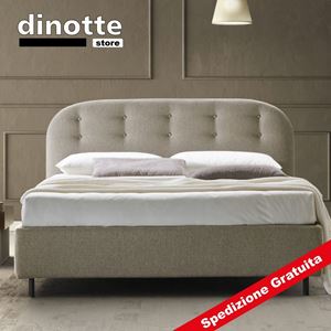 Immagine di Letto Matrimoniale Imbottito Contenitore In Tessuto BIANCA Pronta Consegna