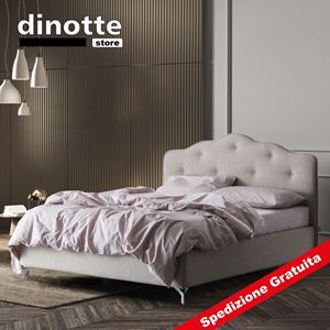 Immagine di Letto Matrimoniale Imbottito Contenitore In tessuto BARBARA CON BOTTONI Pronta Consegna