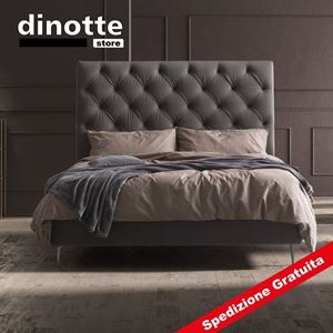 Immagine di Letto Matrimoniale Imbottito Contenitore In Tessuto LAURA pronta consegna