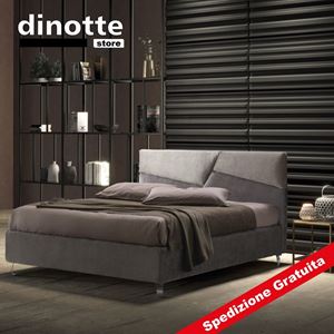 Immagine di Letto Matrimoniale Imbottito Contenitore VERONICA In Tessuto Pronta Consegna