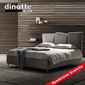 Immagine di Letto Matrimoniale Imbottito Contenitore VIOLA In Tessuto Pronta Consegna