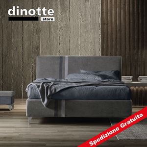 Immagine di Letto Matrimoniale Imbottito Contenitore In Tessuto FANNY Pronta Consegna