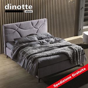 Immagine di Letto Matrimoniale Imbottito Contenitore In Tessuto MONICA  pronta consegna