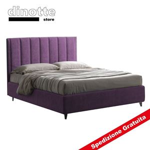 Immagine di Letto Matrimoniale Imbottito Contenitore In Tessuto BENEDETTA con rivestimenti a scelta