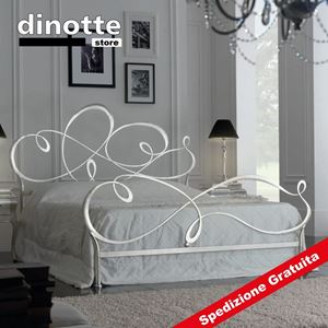 Immagine di LETTO FERRO CAPRICCIO FOGLIA ARGENTO o BIANCO PERLA